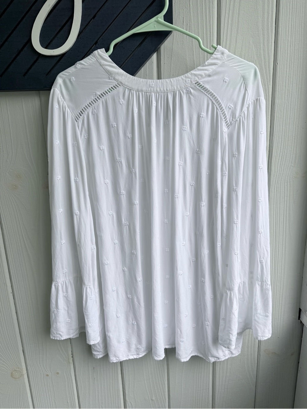 LOFT White Embroidered Long-Sleeve Tunic Top